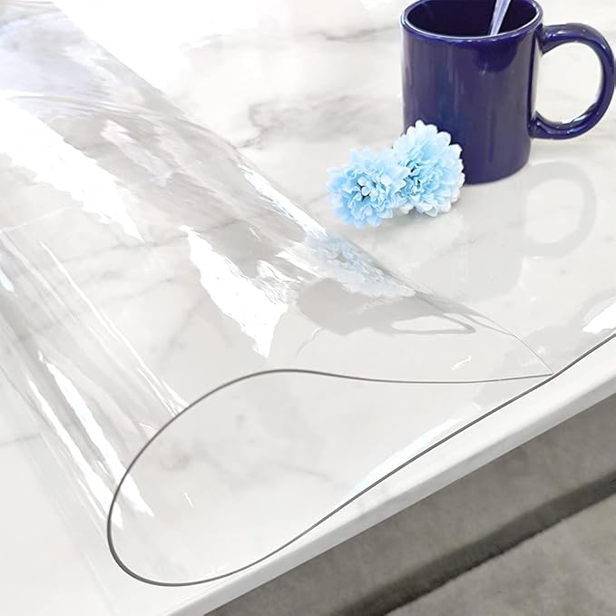 1.5mm 40"x54" Size Heavy-Duty Clear Table Cover Protector -PVC Plastic Table Cloth Desk Protector Mat Waterproof, Anti-Slip for Office, Restaurant, Parties (40"x54" PVC tablecloth) - Image 2