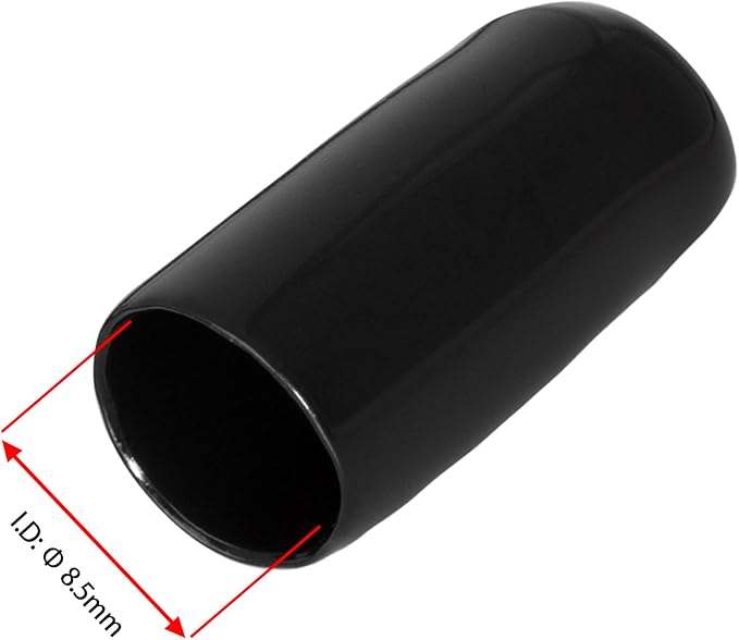 20 PCS Black Round Vinyl Rubber End Caps Kits, Flexible Screw Thread Protectors Safety Cover for Metal Tubing Rod Bolt, 8.5mm (17/50 inch) - Image 2