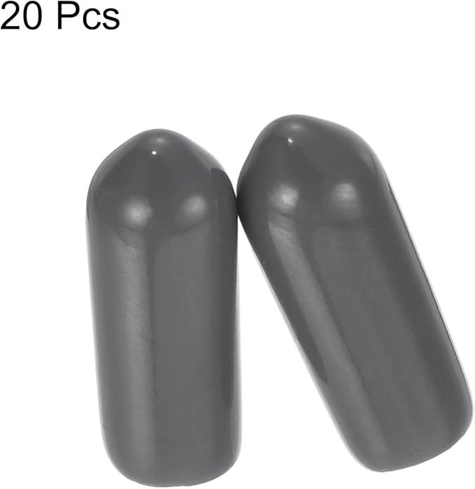 uxcell 20pcs Rubber End Caps 4mm ID Vinyl PVC Round Tube Bolt Cap Cover Screw Thread Protectors Dark Grey - Image 2