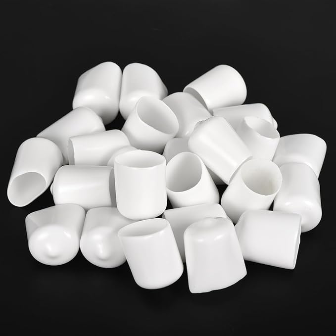 uxcell 20pcs Rubber End Caps 16mm ID Vinyl Round End Cap Cover Screw Thread Protectors White - Image 4