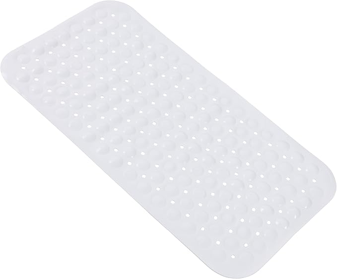 Anti-Slip Bathtub Shower mat, 27.5×14.5（Approximately 70×37cm） inch Soft Oversized Machine Washable Non-Slip Bathtub mat with Drainage Holes, Bathroom Floor Suction Cup.（1-Opaque White） by ERASILKEN-X