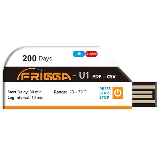 Frigga Temperature Data Logger Single Use Temperature Recorder 28800 Points USB Temperature Loggers High Accuracy 200 Days Cold Chain Transportation with PDF CSV Report,U1 by Frigga