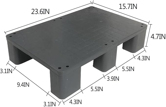 Waterproof Grid Ventilation Floor Pallet Small Warehouse Moisture Barrier Plastic Pallets Moisture Resistant for Logistics and Warehousing, Transportation Facilities(Gray-1 Set,23.6x15.7x4.7in) - Image 2