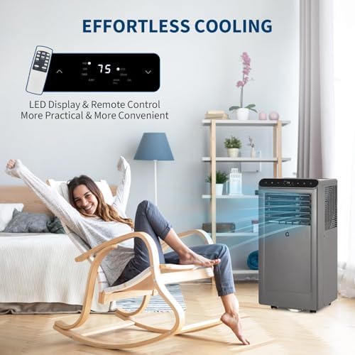 8000 BTU Portable Air Conditioners, 3 in-1 Portable AC Unit with Dehumidifier, Quiet Air Conditioner for Bedrooms and Offices up to 350 Sq.Ft, Remote Control & 24H Timer, Grey & Black - Image 5