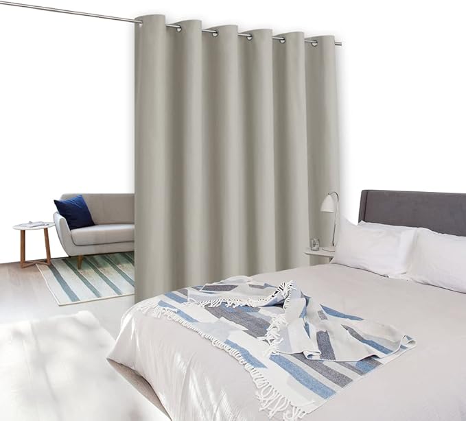 NICETOWN Lower Noise Room Dividers Curtains Screens Partitions, Room Darkening Room Divider for Bookcase, Heavy - Duty Blackout Privacy Curtains (One Piece, 10ft Width x 8ft Length, Natural) - Image 9