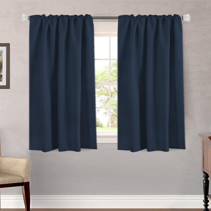 H.VERSAILTEX Blackout Curtains Thermal Insulated Window Treatment Panels Room Darkening Blackout Drapes for Living Room Back Tab/Rod Pocket Bedroom Draperies, 52 x 54 Inch, Navy Blue, 2 Panels - Image 2