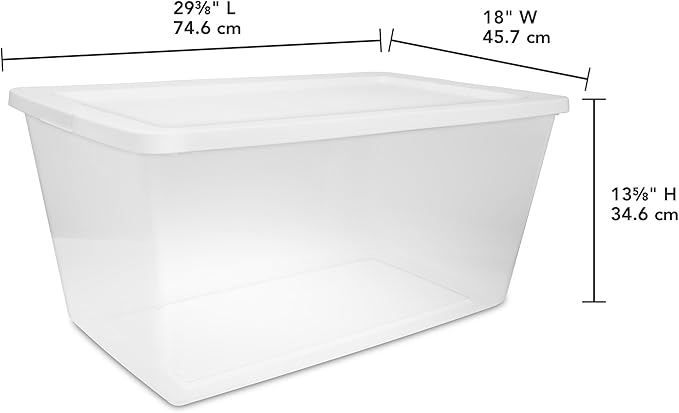 (2-Pack) 90QT transparent plastic storage boxes with lids, large white storage containers, measuring 29 L x 18 W x 13 H, with snap-on lids, suitable for home, office and commercial use. - Image 2