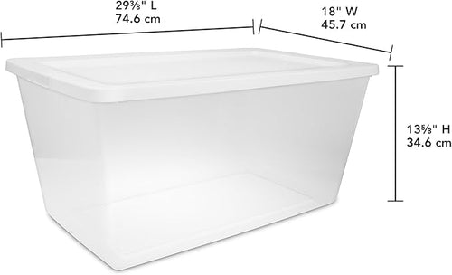 (2-Pack) 90QT transparent plastic storage boxes with lids, large white storage containers, measuring 29 L x 18 W x 13 H, with snap-on lids, suitable for home, office and commercial use. - Image 2