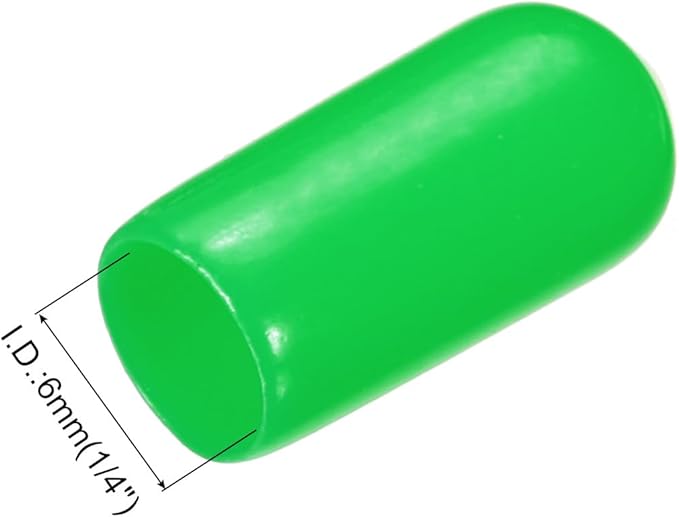 uxcell 20pcs Rubber End Caps 6mm(1/4") ID Vinyl PVC Round Tube Bolt Cap Cover Screw Thread Protectors Green - Image 3