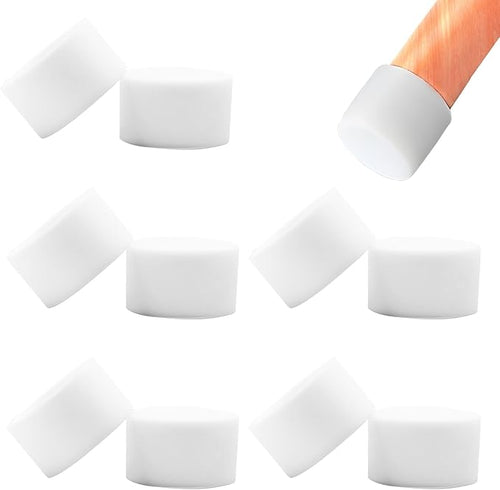 10 Pcs 1-3/8"(35 mm) Round Chair Leg Tips Caps, Silicone Rubber Furniture Leg Floor Protectors, Reduce Noise Folding Metal Chair Leg Cap Replacement for Bar Stool Leg Patio Indoor, White by BOPOREAE