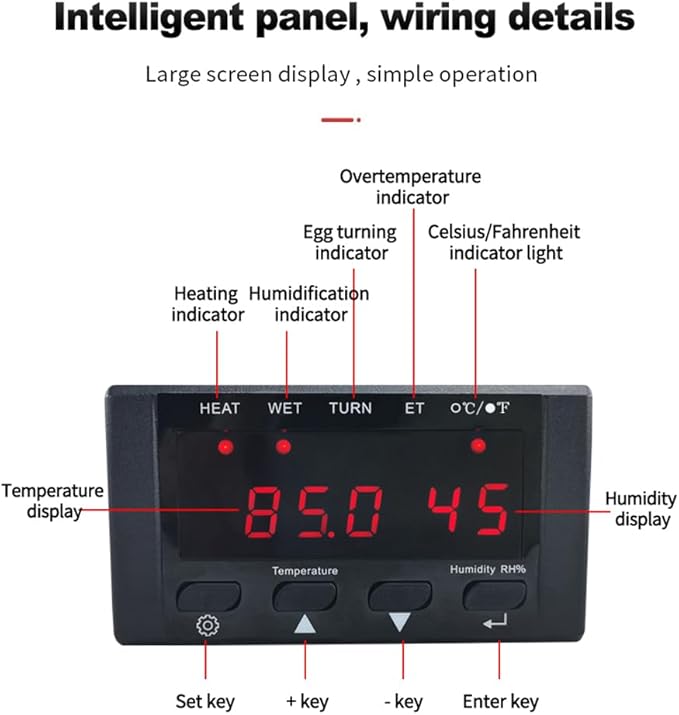 HT-10 Egg Incubator Temperature Controller, 220V/110V Digital Temperature Controller Full Automatic Control Incubator Temp Humidity Controller - Image 8