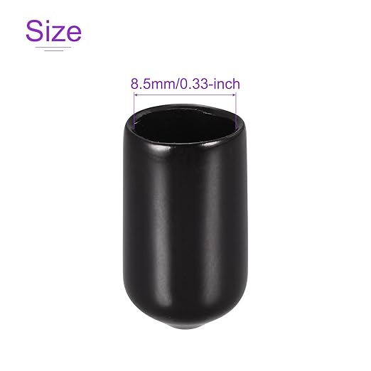DMiotech 100 Pack 8.5mm ID Black Screw Thread Protectors Rubber End Caps Bolt Covers for Screw Bolt Furniture Pipe - Image 4