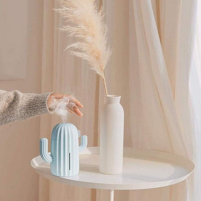 Humidifier Mini Humidifier Humidifier with Night Light Portable Cactus Air Humidifier Suitable for Yoga Office SPA Bedroom Air Humidifier (Color : Blue) (Pink) - Image 2