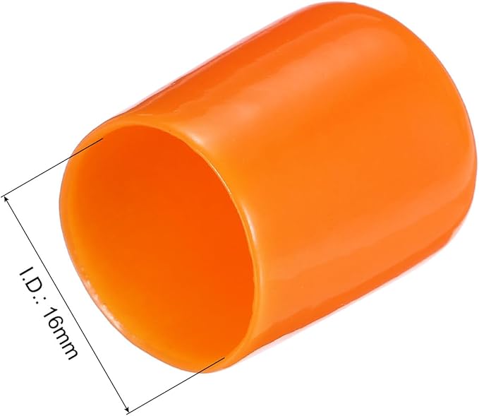 uxcell 20pcs Rubber End Caps 16mm(5/8") ID Vinyl PVC Round Tube Bolt Cap Cover Screw Thread Protectors,Orange - Image 3