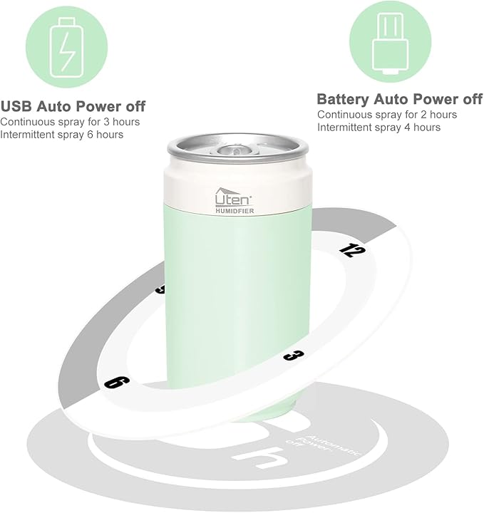 Humidifiers, Humidifier for Bedroom, Can Air Humidifier, Humidifiers for Home and Plants, USB Powered And Battery Powered Portable for Home Office Car Outdoor, 2 Mist Modes, Night Light, Auto-Off - Image 6