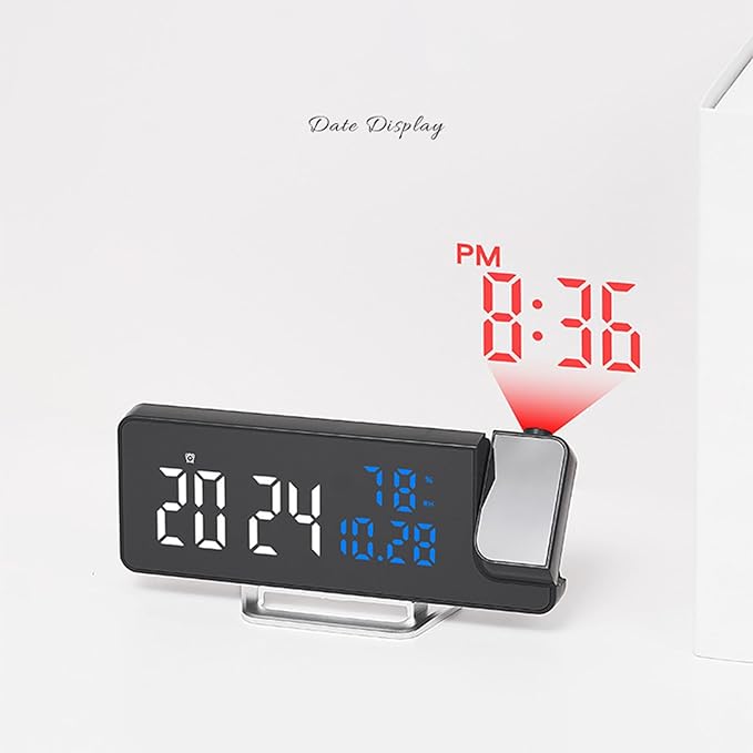 Projection Clock - 7.6x1.5x3.4in Rotatable Projector Display, Led Digital Timepiece, Mullti Scenario Application Alarm Device | Portable Temperature Humidity Monitor Bedroom Technology Enthusiasts - Image 6