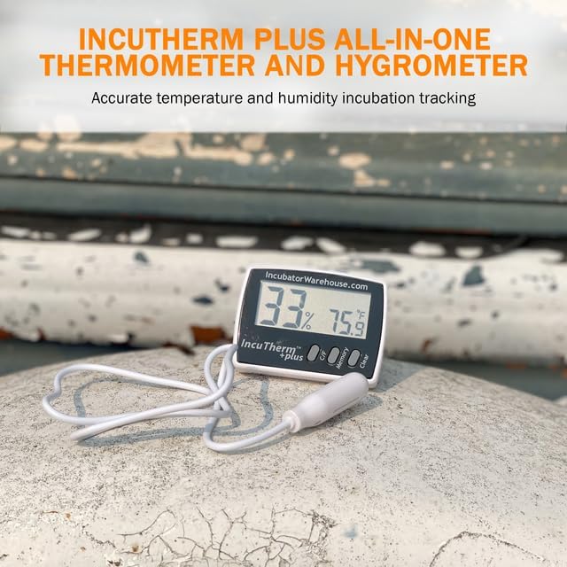 Incubator Warehouse IncuTherm™ Plus Digital Thermometer and Hygrometer for Egg Incubator - Large Digital Display with Min/Max Memory - Remote Probe - Reads Celsius and Fahrenheit +/-1° 1109 IWTH01 - Image 2