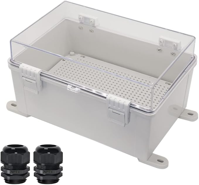 Zulkit Junction Box ABS Plastic Dustproof Waterproof IP65 Electrical Boxes Hinged Shell Outdoor Universal Project Enclosure Grey Clear Cover With Mounting Plate 11.8 x 7.9 x 6.3 inch (300x200x160mm) by Zulkit