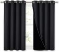 NICETOWN 100% Blackout Curtains 45 inches Length, 2 Thick Layers Completely Blackout Window Treatment Thermal Insulated Lined Drapes for Basement Window (Black, 1 Pair, 52 inches Width Each Panel) by NICETOWN