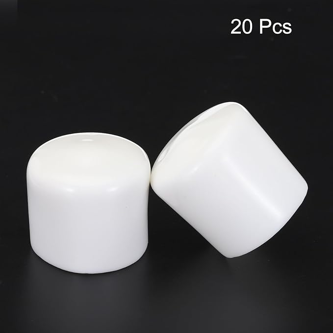 uxcell 20pcs Rubber End Caps 32mm ID Vinyl Round Tube Bolt Cap Cover Screw Thread Protectors White - Image 2