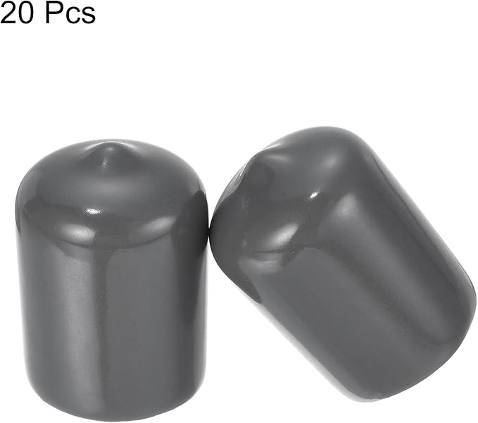 uxcell 20pcs Rubber End Caps 16mm ID Vinyl PVC Round Tube Bolt Cap Cover Screw Thread Protectors Dark Grey - Image 2