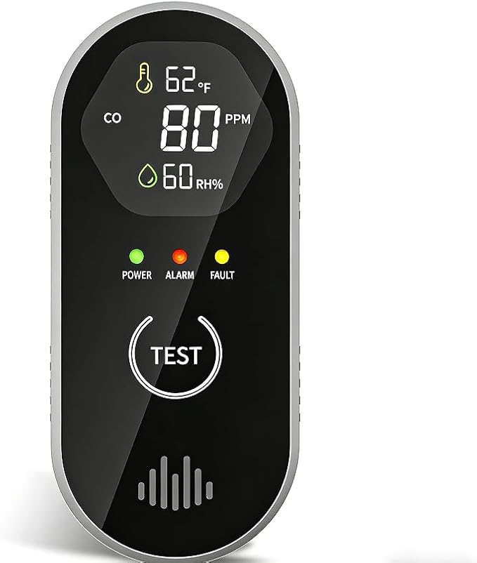 3-in-1 Carbon Monoxide Detector Plug-in with Temp & Humidity Monitor, 85dB Loud Alarm, LCD Display, Portable for Home, Bedroom, Office, RV, Camper by COCHYSCELA