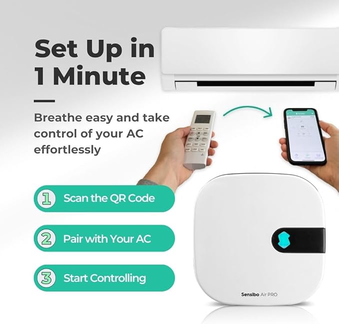 Sensibo Air PRO - Air Conditioner Smart Controller & Air Quality Sensor. Smart Thermostat for Mini Split, Window, Portable AC. Temp & Humidity Sensors. Google, Alexa, Siri & Apple HomeKit Compatible - Image 7