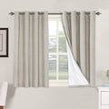H.VERSAILTEX Linen Blackout Curtains 45 Inches Long 100% Absolutely Blackout Thermal Insulated Textured Linen Look Curtain Draperies Anti-Rust Grommet, Energy Saving with White Liner, 2 Panels, Stone by HVERSAILTEX