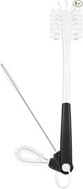3-in-1 Water Bottle Cleaning Brush Set - Long Handle Scrubbing Brush for Tumbler, Straw, Baby Bottles, Drinking Glasses, White by mosolan
