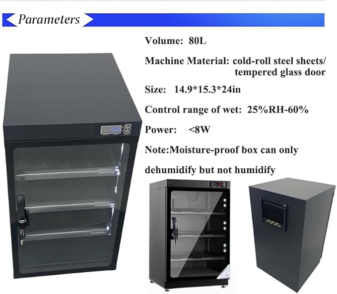 Automatic Digital Camera Dehumidify Storage 80L Dry Cabinet Box Storage 4 Layers Dry Cabinet with Tempered Glass for Camera & Lens Equipment Saving Storage Noiseless Energy Saving Cabinet - Image 7
