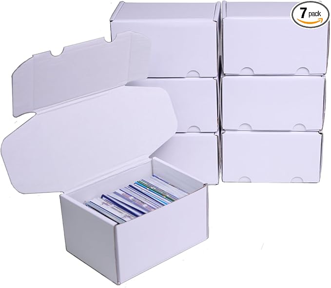 NUMINA 7 Pack 350 Small Card Storage Box, Heavy Duty Cardboard Game Card Organizer with Dividers for TCG, MTG, Sports & Trading Cards, Shipping Boxes for Collectors & Sellers by NUMINA