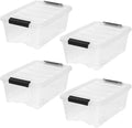 IRIS USA 4-Pack Storage Bins with Lids, 13 Quart, Made in USA Stackable See-Through Organizing Solution Latches Durable Nestable Containers Secure Pull Handle, BPA-Free Plastic by IRISUSA