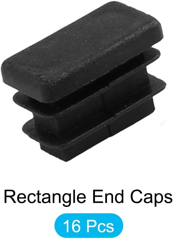 METALLIXITY Rectangle End Caps (20 x 10mm) 16Pcs, Plastic Rectangle Tube Inserts Threaded End Blanking Caps Protector - for Furniture Table Chair Legs, Black - Image 5