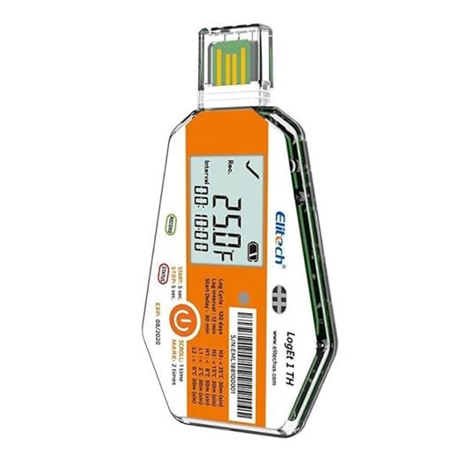 (Pack of 5) Thermal Mapping Area Mapping Single Use Temperature and Humidity Data Logger (Range: -30°C to 70°C) for Pharmaceuticals,Critical Transportation | Model: Elitech LogEt 1 TH by Unknown