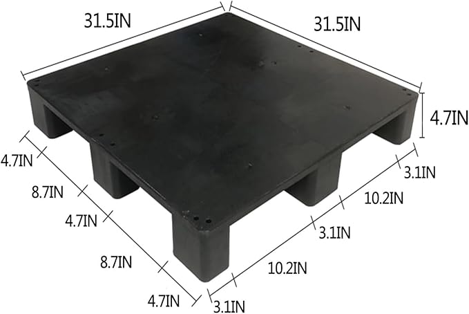 Waterproof Grid Ventilation Floor Pallet Small Warehouse Moisture Barrier Plastic Pallets Moisture Resistant for Logistics and Warehousing, Transportation Facilities(Black-1 Set,31.5x31.5x4.7in) - Image 2