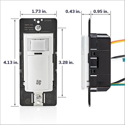 Leviton Humidity Sensor Switch for Bathroom Exhaust Fan, Automate Ventilation, Air Circulation, Moisture Control, ¼ HP, Single Pole, DHS05-1LW, White - Image 14