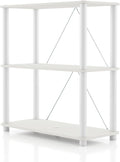 Homes: Inside + Out Apexa Modern 3-Tier Wide Shelving Units, Collectibles Display Shelves, Easy Assembly Standing Shelf, Home Storage Organizer for Living Room, Bedroom, Office, White by HOMESInsideOut