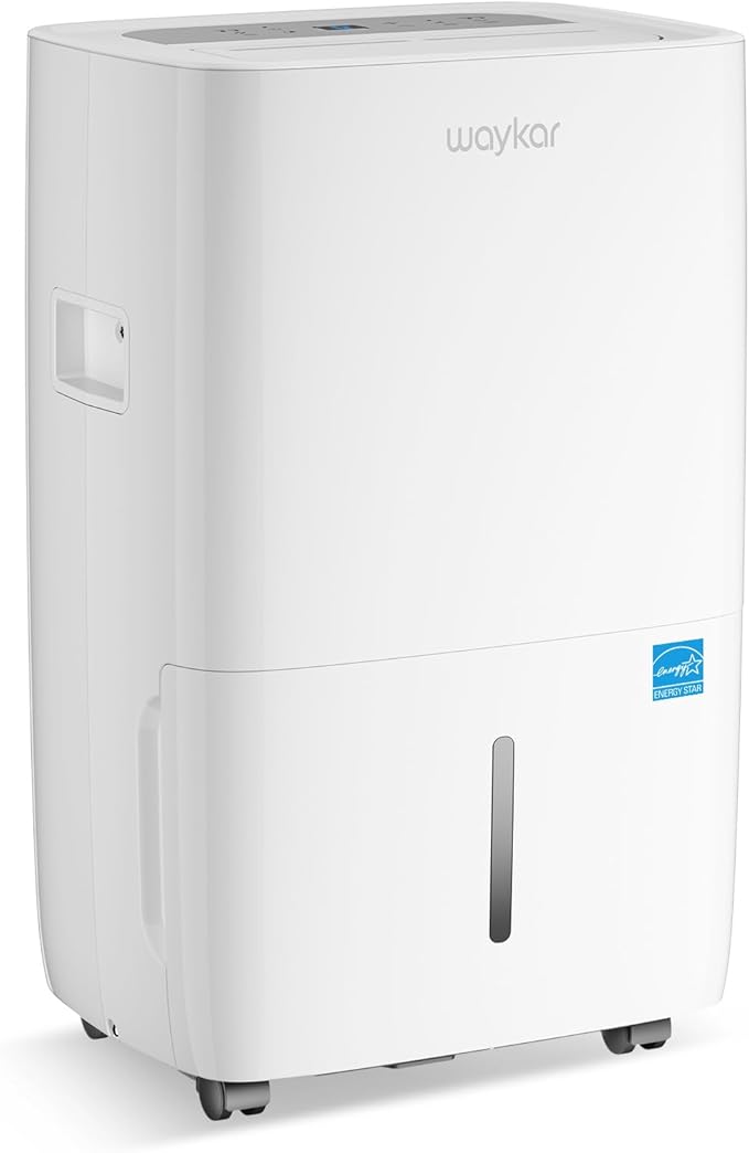 Waykar 120 Pints Energy Star Dehumidifier for Spaces up to 6,500 Sq. Ft at Home, in Basements and Large Rooms with Drain Hose and 1.14 Gallons Water Tank by Waykar
