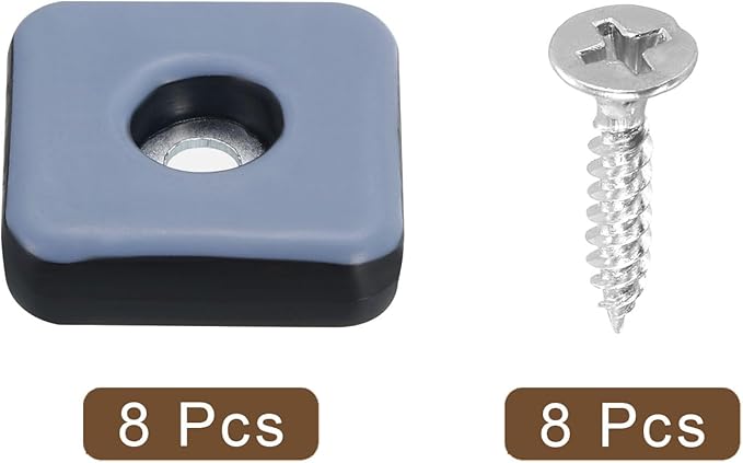 uxcell 8 Pcs Furniture Slider Pads, 1.57x1.57 Inch(40x40mm) PTFE Square Screw-on Furniture Glides Sliders with Screw, Chair Leg Floor Protectors for Carpet Hardwood Floors, Blue - Image 3