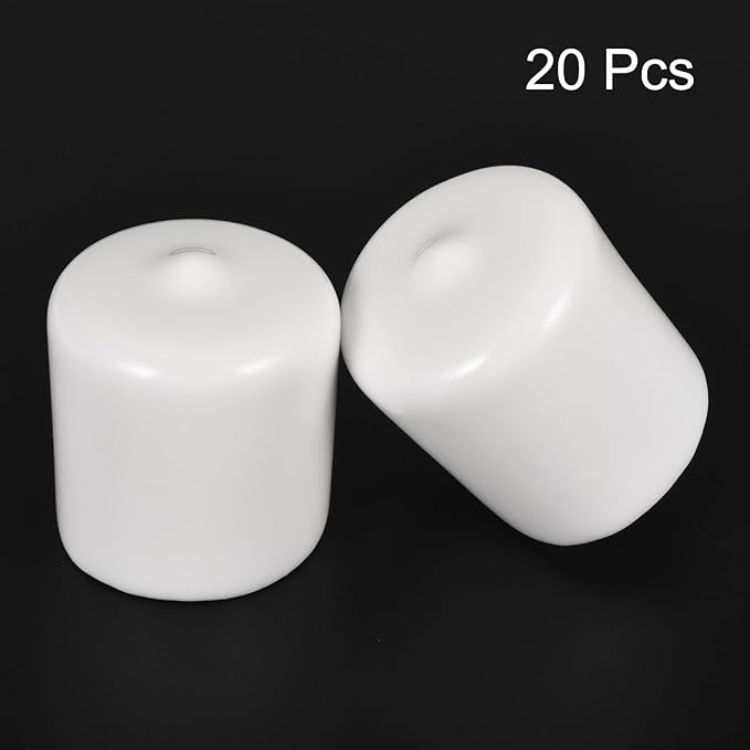 uxcell 20pcs Rubber End Caps 26mm ID Vinyl Round End Cap Cover Screw Thread Protectors White - Image 2