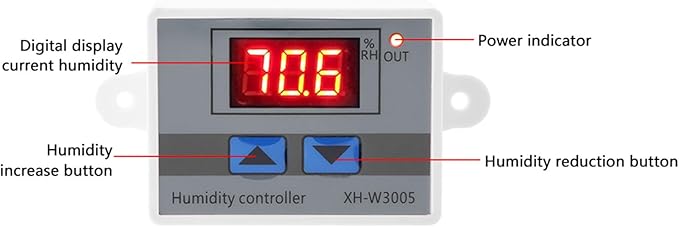 Digital Humidity Controller, 12V 24V 220V Humidistat Switch Sensor, Greenhouse Humidity Monitor, LCD Humidity Display(12V) - Image 3