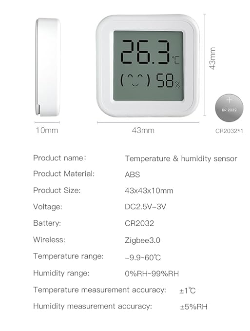 Zigbee Temperature and Humidity Sensor, with Display, Wireless Thermometer for Home Automation, ℃/℉ Switching, Remote Monitoring, Compatible with Hub/Gateway Devices with Zigbee Built-in - Image 6