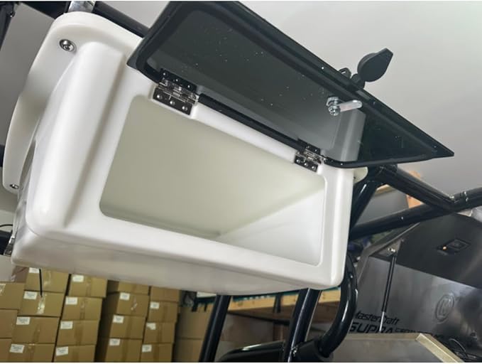 T-Top Electronic Box for Center Console Boats - Dry Storage, Lockable, Mounting Clamps Included Universal Design, Stereo, Radio, White - Image 3