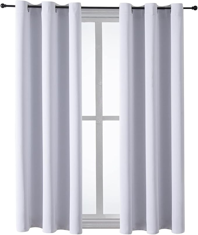 ChrisDowa Grommet Room Darkening Curtains for Bedroom and Living Room - 2 Panels Set Thermal Insulated Blackout Curtains (Greyish White, 38W x 45L) - Image 7