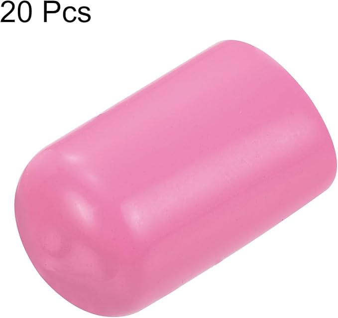 uxcell 20pcs Rubber End Caps 12mm(1/2 inch) ID Vinyl PVC Round Tube Bolt Cap Cover Screw Thread Protectors Pink - Image 2