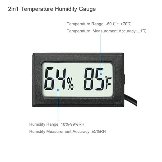 4-Pack Mini Digital Hygrometer Thermometer Gauge with Probe LCD Display Temperature Fahrenheit Humidity Meter for Incubator Reptile Plant Terrarium Sealed Containers Guitar Case - Image 3