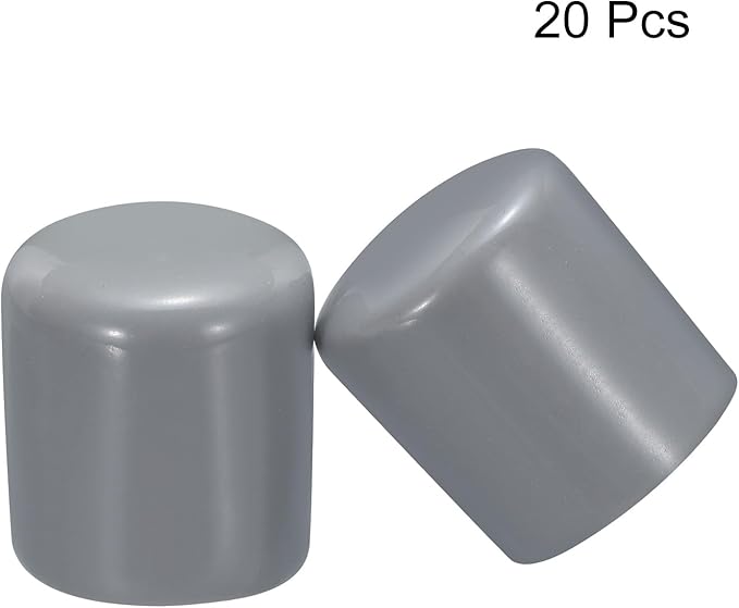 uxcell 20pcs Rubber End Caps 30mm ID Vinyl PVC Round Tube Bolt Cap Cover Screw Thread Protectors Grey - Image 2