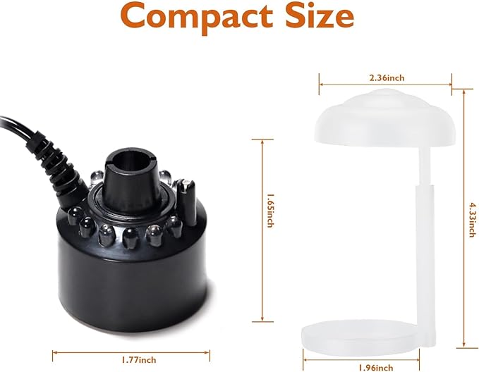 AGPTEK 12 LED Mist Maker Water Fountain Pond Fog Atomizer Air Humidifier, Ideal For Indoor or Outdoor Fountains, Water Feature Use. - Image 4