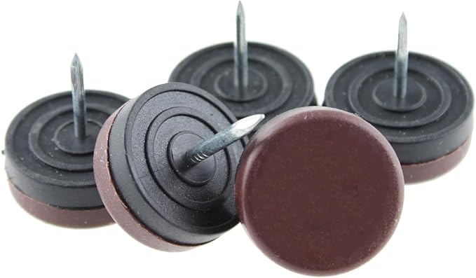 50PCS Round Heavy Duty Nylon Furniture Pads Chair Leg Floor Protectors Premium Chair Glides 26MM Plastic Floor Pegs Upper Black Lower Brown Suitable for Chair Table and Sofa Feet - Image 2