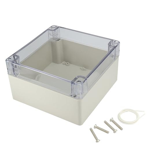 ABS Plastic Junction Box, Dustproof Waterproof IP65 Electrical Box - Universal Project Enclosure Grey, with PC Transparent/Clear Cover 6.3"x6.3"x3.54"(160mm x 160mm x 90mm) by AWCLUB